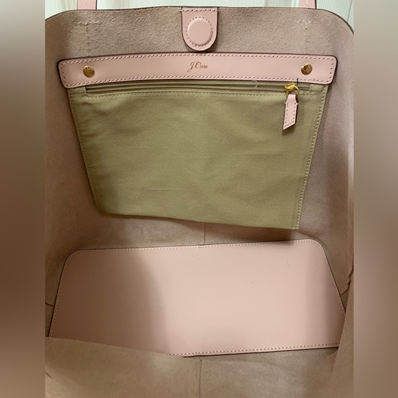 J.Crew Blush Pink Leather Tote & Matching Wallet 100% Genuine Leather - Picture 8 of 16